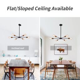 Garwarm 6-Light Metal Black Ceiling Light Adjustable Height Modern Sputnik Chandelier - thumbnail 3