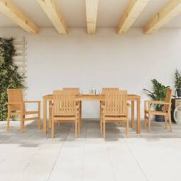 Berkfield Home 7 Piece Garden Dining Set Solid Wood Teak in Brown