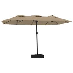 Berkfield Home Double-Head Parasol Taupe 449x245 cm in Beige - thumbnail 2
