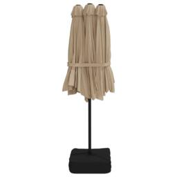 Berkfield Home Double-Head Parasol Taupe 449x245 cm in Beige - thumbnail 5