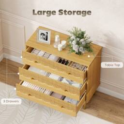HOMCOM Chest of Drawers, 3 Drawer Dresser Steel Legs & Wooden Top, Oak in Natural - thumbnail 6