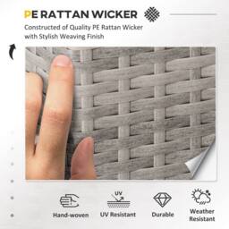 OUTSUNNY 4 Pieces Patio Rattan Wicker Sofa Set Outdoor Conservatory Furniture Set in Grey - thumbnail 4