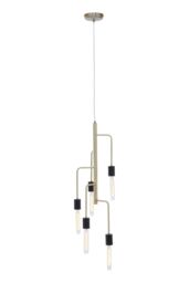 Orsina Modern 5 Bulb Antique Brass Pendant Light, Brass-Toned Hanging Light With 5 Slender Arms, Ambient Lighting in Copper - thumbnail 2