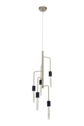 Orsina Modern 5 Bulb Antique Brass Pendant Light, Brass-Toned Hanging Light With 5 Slender Arms, Ambient Lighting in Copper - thumbnail 3