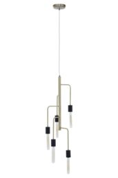 Orsina Modern 5 Bulb Antique Brass Pendant Light, Brass-Toned Hanging Light With 5 Slender Arms, Ambient Lighting in Copper - thumbnail 1