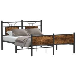 Berkfield Home Durable Bed Frame without Mattress Smoked Oak 137x190 cm Engineer in Brown - thumbnail 2