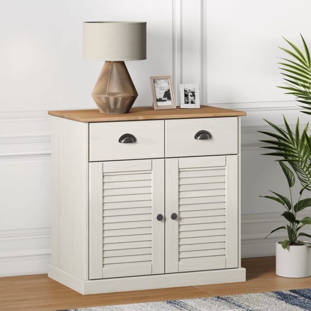 Berkfield Home Sideboard with Drawers VIGO 78x40x75 cm White Solid Wood Pine - Size: 78 x 40 x 75 cm - image 1