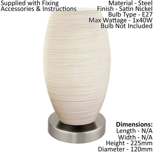 Loops 2 PACK Table Lamp Colour Satin Nickel Shade White Glass Wiping Technique E27 40W in Metallics
