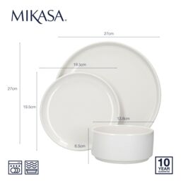Mikasa Camberlie Porcelain 12-Piece White Dinner Set - thumbnail 7