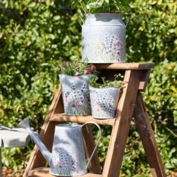 Dibor Spring Floral Metallic Milk Churn Flower Vase H18 x Dia.20cm in Grey - Size: Medium - thumbnail 2