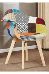 Life Interiors Patchwork Halo Dining Set for 2 - a Round Dining Table & Set of 2 Fabric Dining Chairs in Light Brown - thumbnail 4