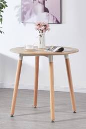 Life Interiors Patchwork Halo Dining Set for 2 - a Round Dining Table & Set of 2 Fabric Dining Chairs in Light Brown - thumbnail 2