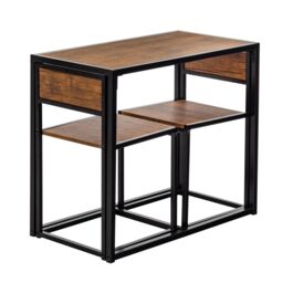Harbour Housewares 2-Seater Compact Dining Set - Metal & MDF Space Saving Dinner Set in Brown - thumbnail 6