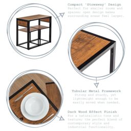 Harbour Housewares 2-Seater Compact Dining Set - Metal & MDF Space Saving Dinner Set in Brown - thumbnail 2
