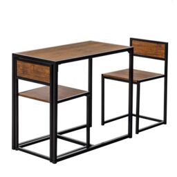 Harbour Housewares 2-Seater Compact Dining Set - Metal & MDF Space Saving Dinner Set in Brown - thumbnail 5