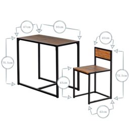 Harbour Housewares 2-Seater Compact Dining Set - Metal & MDF Space Saving Dinner Set in Brown - thumbnail 3