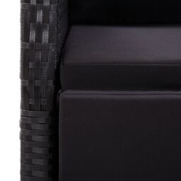 Berkfield Home 7 Piece Garden Dining Set with Cushions Black Poly Rattan - thumbnail 5