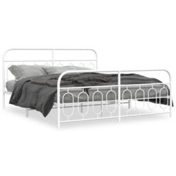 Berkfield Home Metal Bed Frame without Mattress with Footboard White 183x213cm - Size: 183x213 cm - thumbnail 2