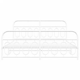 Berkfield Home Metal Bed Frame without Mattress with Footboard White 183x213cm - Size: 183x213 cm - thumbnail 4