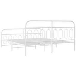 Berkfield Home Metal Bed Frame without Mattress with Footboard White 183x213cm - Size: 183x213 cm - thumbnail 6