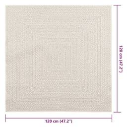 Berkfield Home Rug ZIZUR Cream 120x120 cm Jute Look Indoor & Outdoor - Size: Medium - thumbnail 9