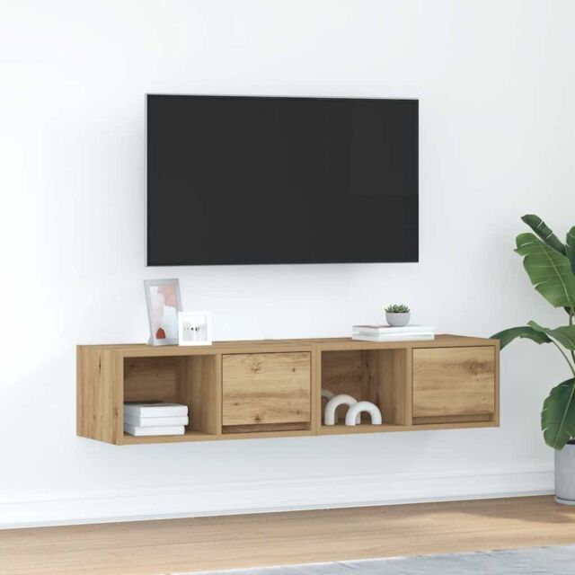 Berkfield Home TV Cabinets 2 pcs Artisan Oak 60x31x25.5 cm Engineered Wood in Brown - image 1