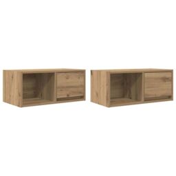Berkfield Home TV Cabinets 2 pcs Artisan Oak 60x31x25.5 cm Engineered Wood in Brown - thumbnail 2
