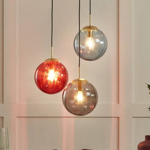 Wyld and Coco Three-Light Pendant Lamp Multicolour Glass and Iron - image 1