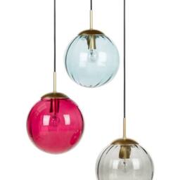 Wyld and Coco Three-Light Pendant Lamp Multicolour Glass and Iron - thumbnail 2