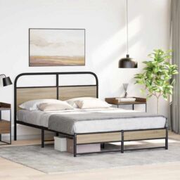 Berkfield Home Bed Frame Without Mattress 120x200 cm Smoked Oak Engineered Wood in Brown - Size: Small Double - thumbnail 4