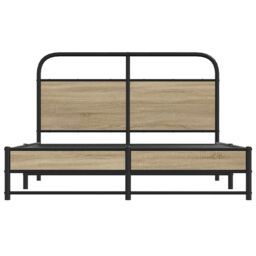 Berkfield Home Bed Frame Without Mattress 120x200 cm Smoked Oak Engineered Wood in Brown - Size: Small Double - thumbnail 5