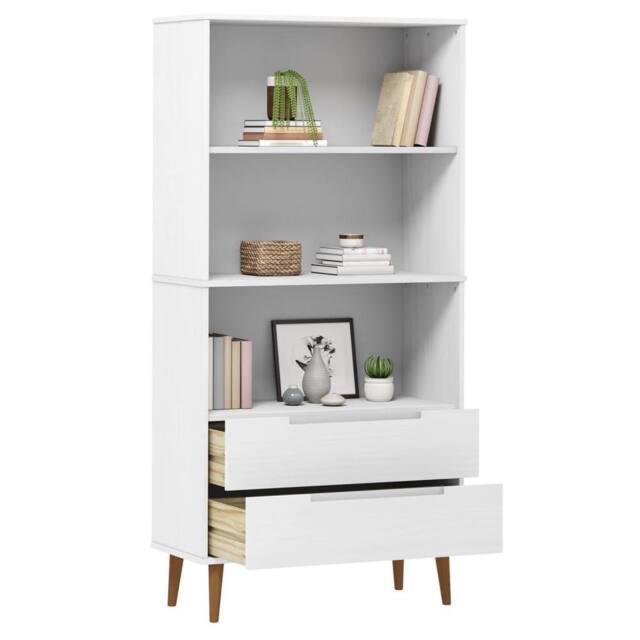 Berkfield Home Beautiful Bookcase MOLDE White 85x35x170, 5 cm Solid Wood Pine - image 1
