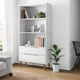 Berkfield Home Beautiful Bookcase MOLDE White 85x35x170, 5 cm Solid Wood Pine - thumbnail 2
