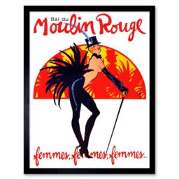 "Wee Blue Coo Theatre Stage Burlesque Moulin Rouge Ball Dance Venue Paris Framed Art in Red - Size: W12"" x H16""" - thumbnail 1