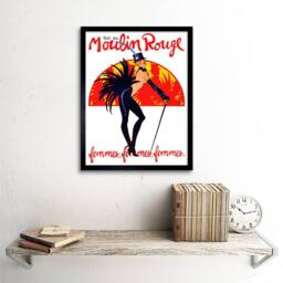 "Wee Blue Coo Theatre Stage Burlesque Moulin Rouge Ball Dance Venue Paris Framed Art in Red - Size: W12"" x H16""" - thumbnail 2