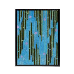 "Artery8 Flowers & Bamboo Vintage Pattern Framed Canvas Wall Art Print Korin in Blue - Size: W12"" x H16""" - thumbnail 1