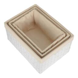 Red Hamper Set of 3 Paper Rope Storage Basket with White Cotton Lining - thumbnail 3
