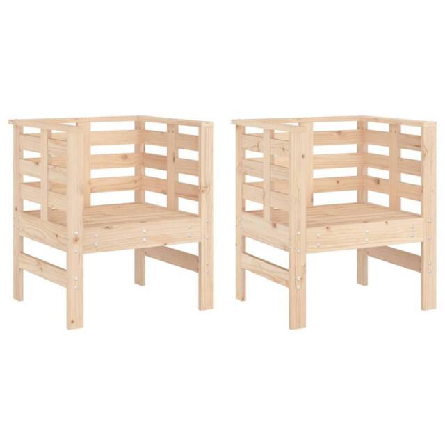 Berkfield Home Garden Chairs 2 pcs 61.5x53x71 cm Solid Wood Pine in Light Tan - image 1