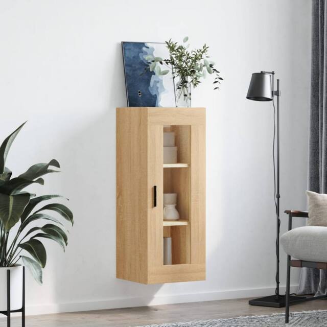 Berkfield Home Wall Mounted Cabinet Sonoma Oak 34.5x34x90 cm in Light Tan - image 1