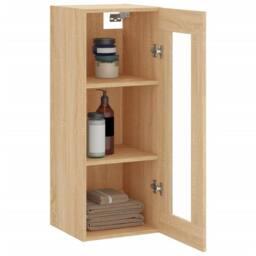 Berkfield Home Wall Mounted Cabinet Sonoma Oak 34.5x34x90 cm in Light Tan - thumbnail 5