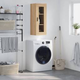 Berkfield Home Wall Mounted Cabinet Sonoma Oak 34.5x34x90 cm in Light Tan - thumbnail 2