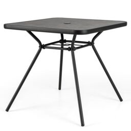 Costway Patio Dining Table 80cm Square Outdoor Table w/ 4CM Umbrella Hole in Black - thumbnail 9