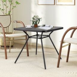 Costway Patio Dining Table 80cm Square Outdoor Table w/ 4CM Umbrella Hole in Black - thumbnail 3