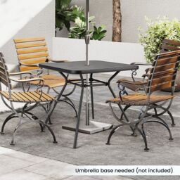 Costway Patio Dining Table 80cm Square Outdoor Table w/ 4CM Umbrella Hole in Black - thumbnail 8