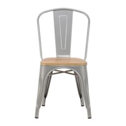 Nordlys Set of 4 Industrial Metal Wood Dining Chairs in Grey - thumbnail 9