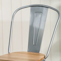 Nordlys Set of 4 Industrial Metal Wood Dining Chairs in Grey - thumbnail 6