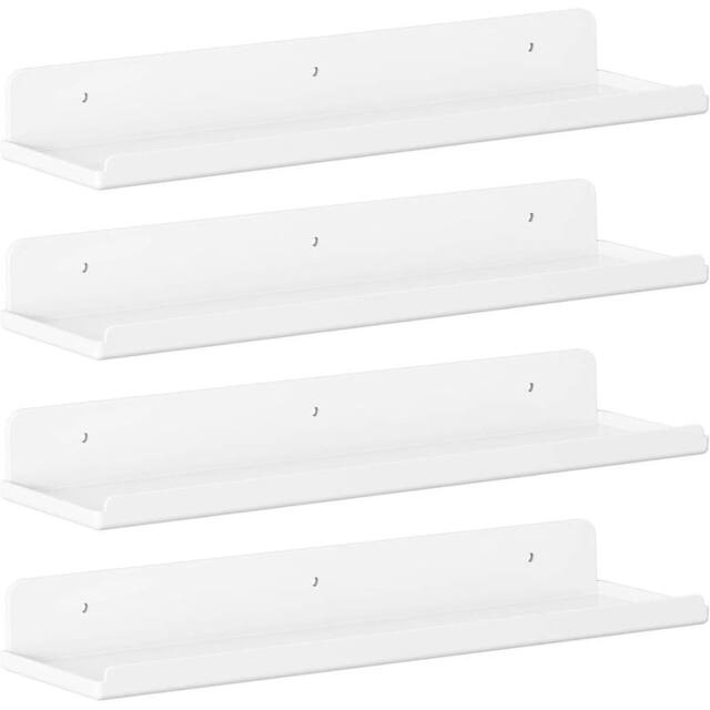 VOGREX White Durable Plastic Wall Shelves, 4 Pack Home Storage - image 1