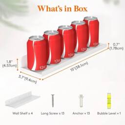 VOGREX White Durable Plastic Wall Shelves, 4 Pack Home Storage - thumbnail 3