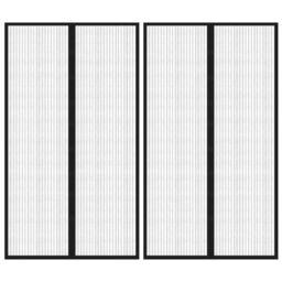 Berkfield Home Insect Door Curtains 2 pcs with Magnet Blocks Black 200x80 cm - thumbnail 1