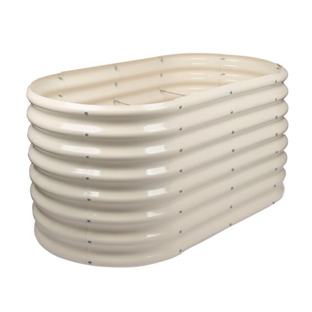 Harbour Housewares Raised Garden Bed - Rounded Bottomless Galvanised Steel Planter 120 x 60 x 60cm in Ivory - Size: 120 x 60 x 60 cm - image 1